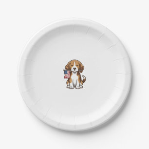 Vintage-Beagle-Welpen-Shirt-Design mit amerikanisc Pappteller