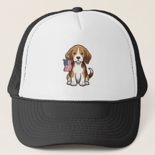 Vintage-Beagle-Welpen-Shirt-Design mit amerikanisc Truckerkappe