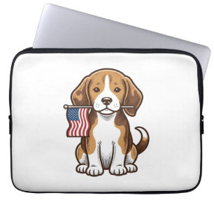 Vintage-Beagle-Welpen-Shirt mit amerikanischer Fla Laptopschutzhülle