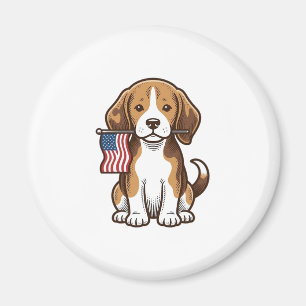 Vintage-Beagle-Welpen-Shirt mit amerikanischer Fla Magnet