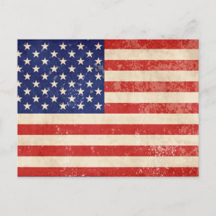 Vintage beängstigende amerikanische Flagge Feiertagspostkarte