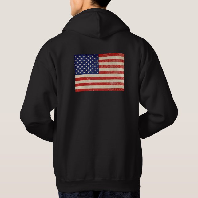 Vintage beängstigende amerikanische Flagge Hoodie (Rückseite)