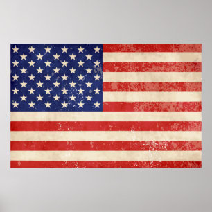 Vintage beängstigende amerikanische Flagge Poster
