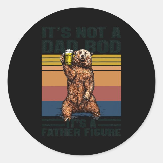 Vintage Bear Drink Beer Grandpa Grandfather Runder Aufkleber (Vorderseite)