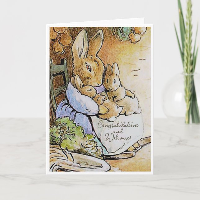 Vintage Beatrix Potter - Neue Twins Glückwünsche Karte (Vorderseite)