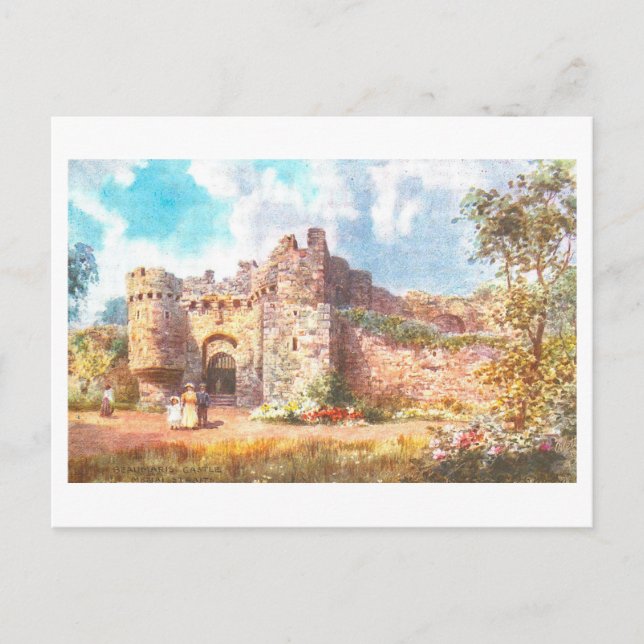 Vintage Beaumaris Castle in North Wales Postkarte (Vorderseite)