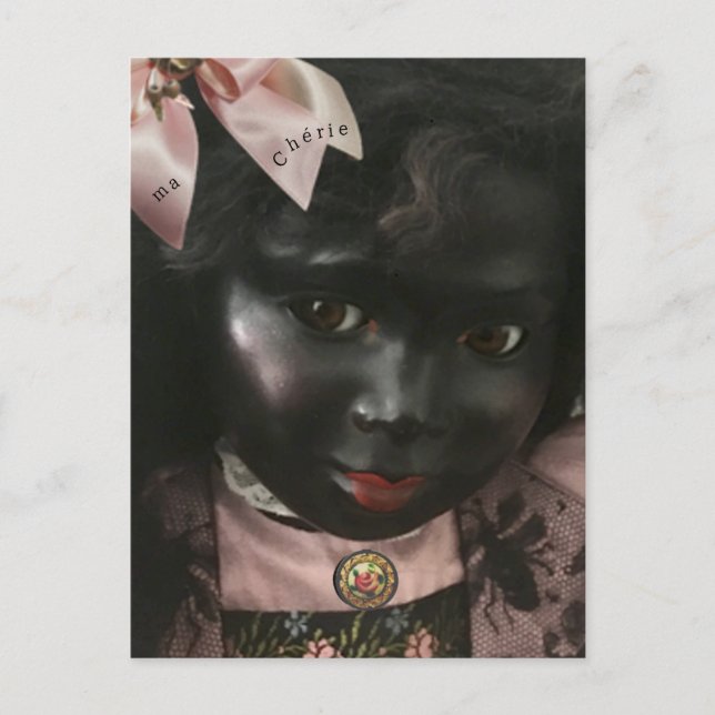 Vintage Beauty Black Doll Postcard Feiertagspostkarte (Vorderseite)