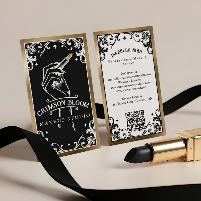 Vintage Beauty Makeup Artist Black Luxury Lipstick Visitenkarte (Vintage Beauty Makeup Artist Black Luxury Lipstick Business Card)