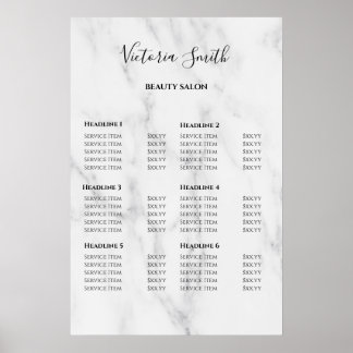 Vintage Beauty Salon Price List Poster
