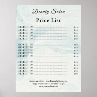 Vintage Beauty Salon Price List Poster