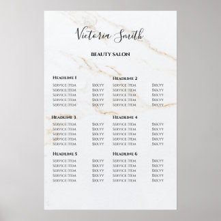 Vintage Beauty Salon Price List Poster