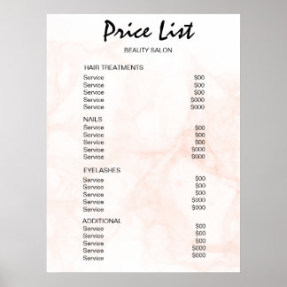 Vintage Beauty Salon Price List Poster