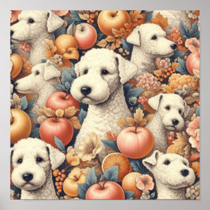 Vintage Bedlington Terrier Nahtlos Poster