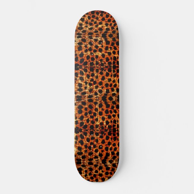 Vintage bedrückte Grunge Cheetah Animal Print Skateboard (Vorderseite)