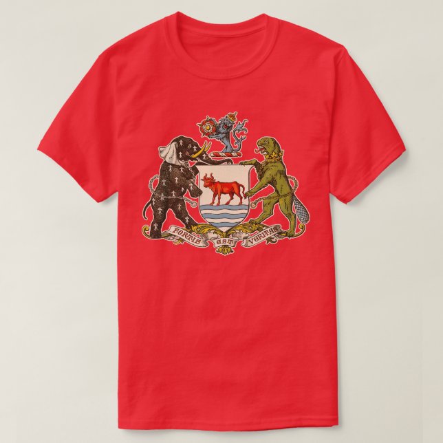 Vintage, bedrückte Wappen von Oxford T-Shirt (Design vorne)