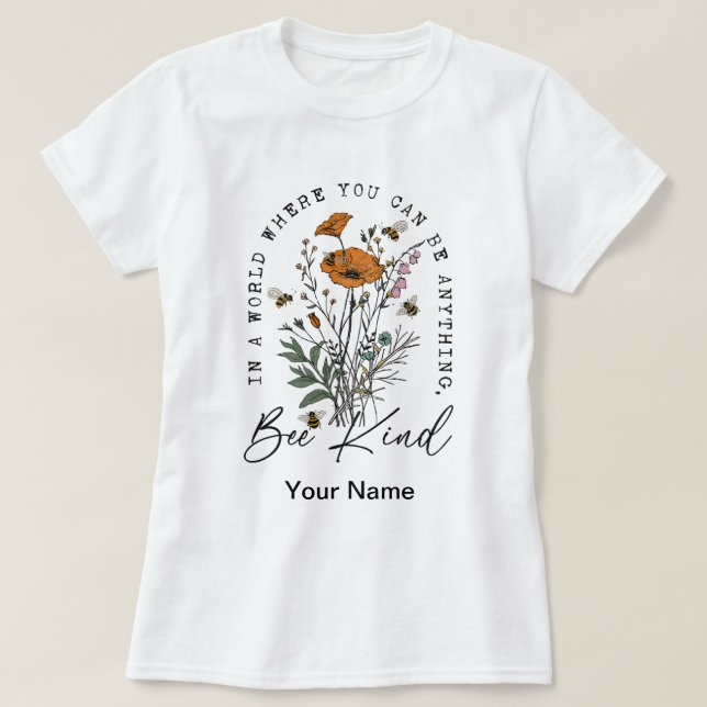 Vintage Bee and Wild Flowers  T-Shirt (Design vorne)