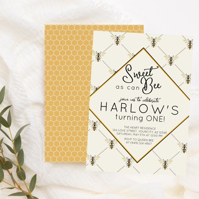 Vintage Bee Baby Bee 1. Geburtstag Einladung (Von Creator hochgeladen)