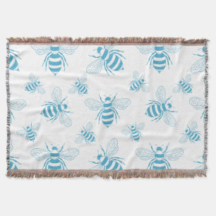 Vintage Bee Botanical Blau (1) Decke