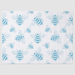 Vintage Bee Botanical Blau (1) Seidenpapier