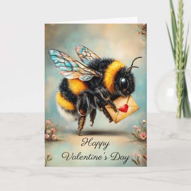 Vintage Bee Love Messenger Karte (Vorderseite)