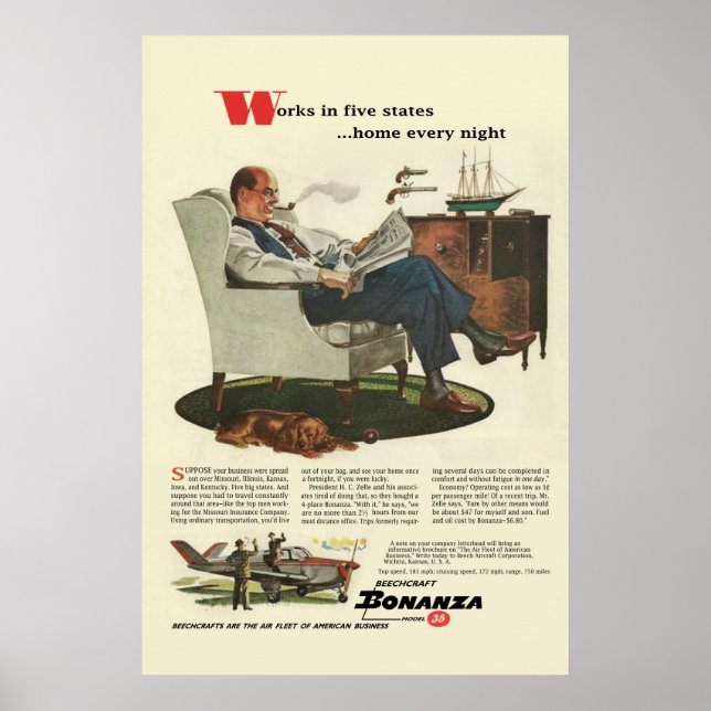 Vintage Beechcraft Poster #1 (Vorne)