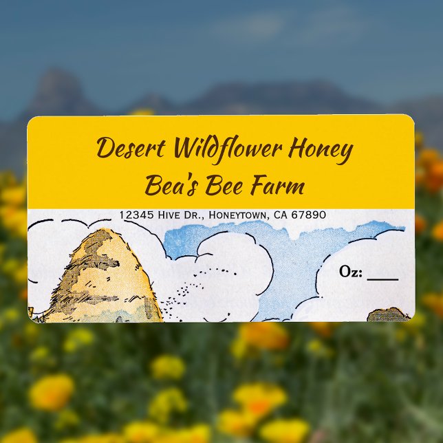 Vintage Beehive bearbeitbare Honey Labels (Von Creator hochgeladen)