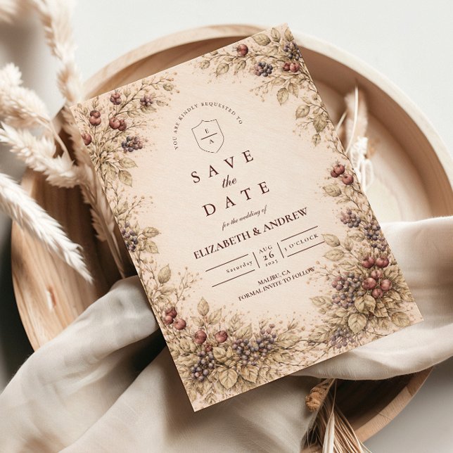 Vintage-Beeren-Botanical-Hochzeit Save The Date (Von Creator hochgeladen)