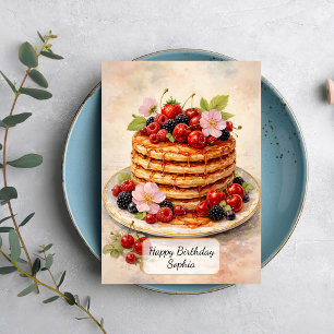 Vintage-Beeren-Pfannkuchen-Stapel Karte