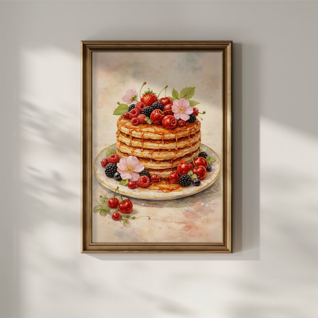 Vintage-Beeren-Pfannkuchen-Stapel Poster (Von Creator hochgeladen)