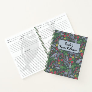 Vintage Beeren Schmetterlinge Ringelblume Rezept Notizbuch