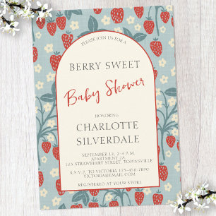 Vintage Beeren Süße Erdbeere Babyparty Einladung