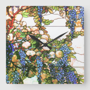 Vintage beflecktes Glas-Uhr Quadratische Wanduhr