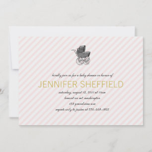 Vintage Beförderung - Mädchen - Kinderdusche Einla Einladung