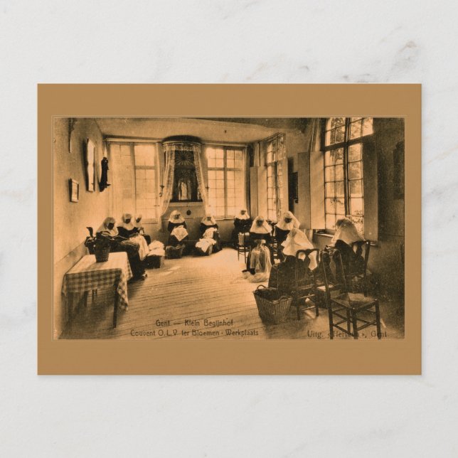 Vintage Beginen-Spitzenherstellung in Gent (Gent) Postkarte (Vorderseite)
