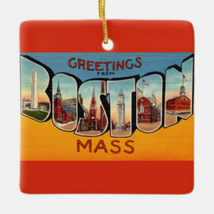 Vintage Begrüßung in Boston Keramikornament