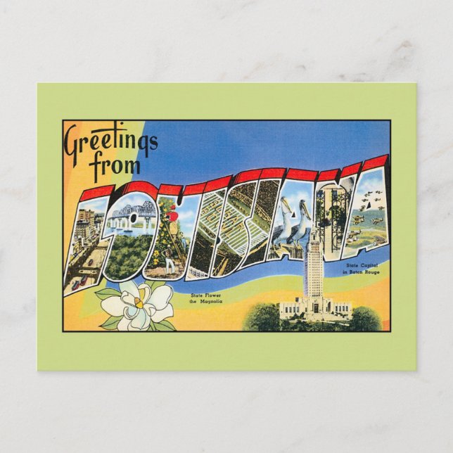 Vintage Begrüßungen aus Louisiana Postkarte (Vorderseite)