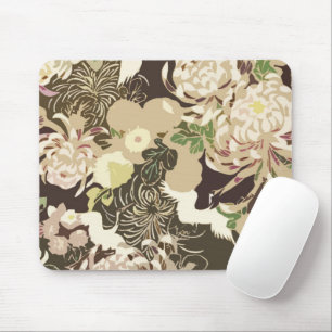 Vintage beige Blume und Vögel Mousepad