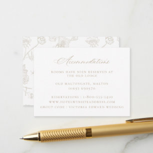 Vintage Beige Blumen Hochzeitsunterkünfte Begleitkarte