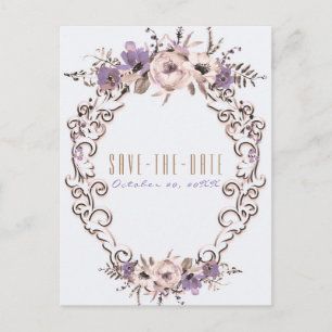 Vintage Beige Botanisches Chic Florales Save-the-D Ankündigungspostkarte