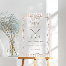 Vintage Beige Bow Gender Neutral Golf Baby Shower