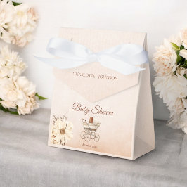 Vintage Beige Classic Gender Neutral Baby Dusche Geschenkschachtel