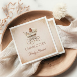 Vintage Beige Classic Gender Neutral Baby Dusche Serviette