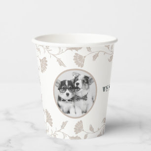 Vintage Beige Hunde Haustiere Kinder, die wir zu H Pappbecher