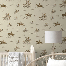 Vintage Beige Jagdhunde Fuchsjagd