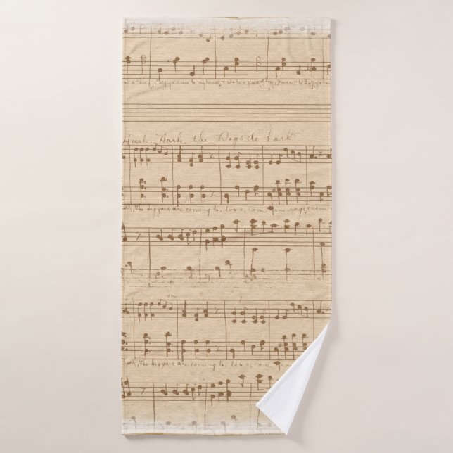 Vintage beige Musiknoten Badehandtuch (Badehandtuch)