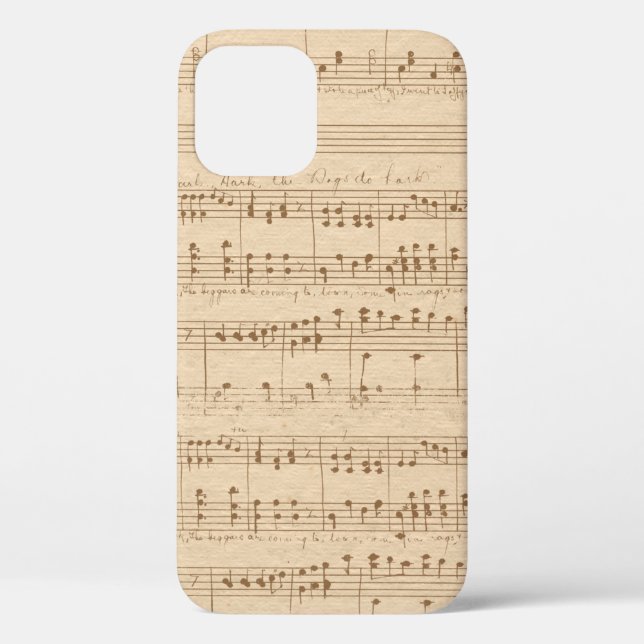 Vintage beige Musiknoten Case-Mate iPhone Hülle (Rückseite)