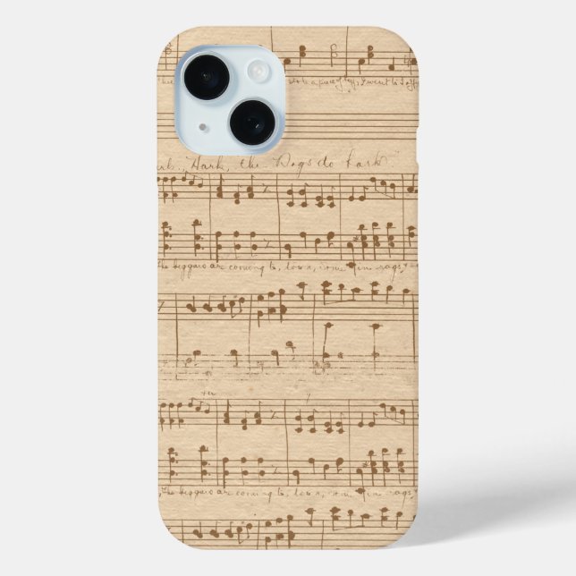 Vintage beige Musiknoten Case-Mate iPhone Hülle (Rückseite)