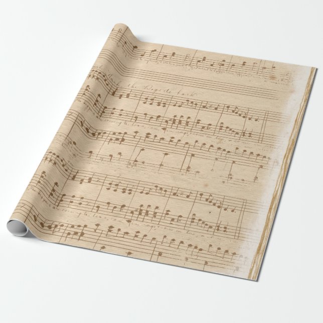 Vintage beige Musiknoten Geschenkpapier (Ungerollt)