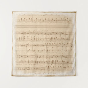 Vintage beige Musiknoten Wandteppich