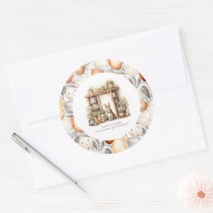 Vintage Beige Ostern Familienname Runder Aufkleber